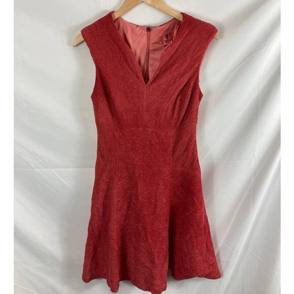 SD Collection Pink textured V Neck Sleeveless Flare Dress Size 8 - Picture 1 of 4